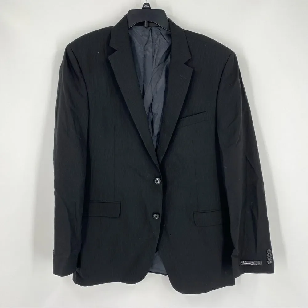 Kenneth Cole New York Men’s Black Pin Striped Wool Suit Jacket Blazer size 44L